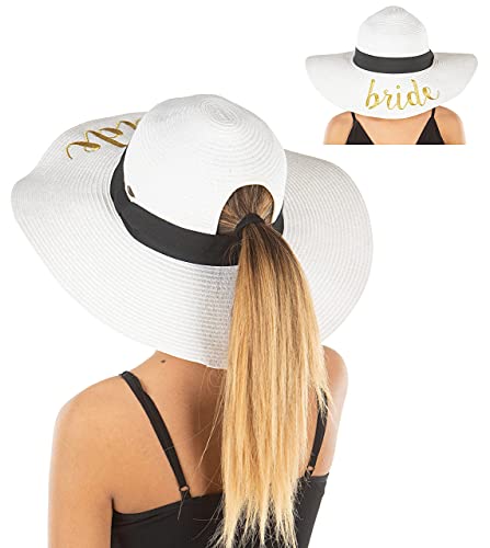Bridal Ponytail Wide Brim Sun Hat by Funky Junque