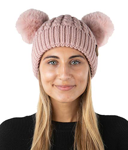 Double Pom Faux Fur Beanie by Funky Junque