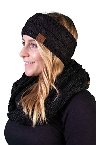 Solid Knit Lined Headwrap and Infinity Scarf Set by Funky Junque