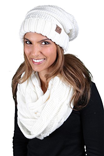 Solids Oversized Slouchy Beanie & Infinity Scarf Set by Funky Junque