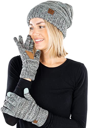 Multicolor Oversized Beanie & Gloves Matching Set by Funky Junque