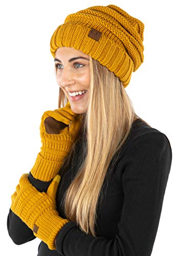 Solids Oversized Beanie & Gloves Matching Set by Funky Junque