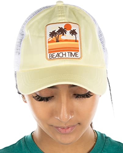 Beach Time Distressed Vintage Patch Baseball Cap by Funky Junque