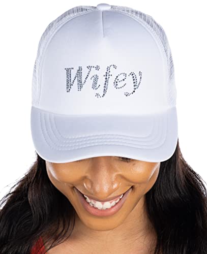 Wifey - Rhinestone Embellished Trucker Hats by Funky Junque