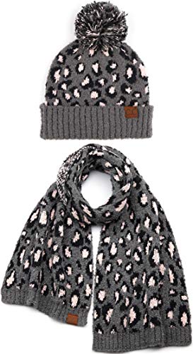 Leopard Print Beanie & Scarf Set by Funky Junque