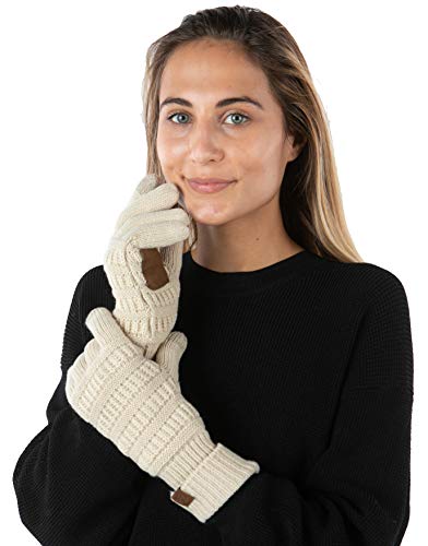 Solid Knit Fleece Lined Gloves by Funky Junque