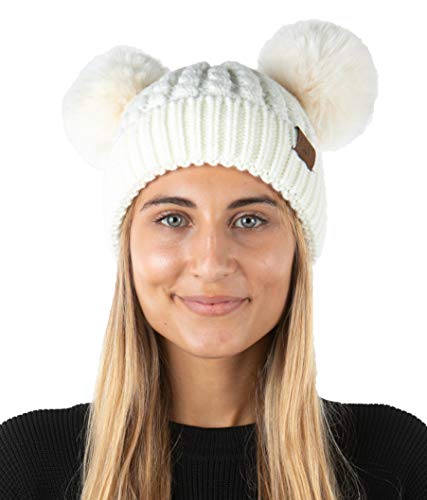 Double Pom Faux Fur Beanie by Funky Junque