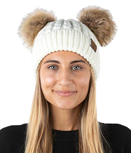 Double Pom Faux Fur Beanie by Funky Junque