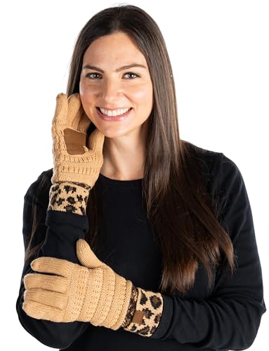 Leopard Knit Fleece Lined Gloves by Funky Junque