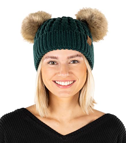 Double Pom Faux Fur Beanie by Funky Junque