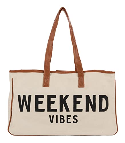Oversized Constructed Canvas Cotton Tote Bag by Funky Junque