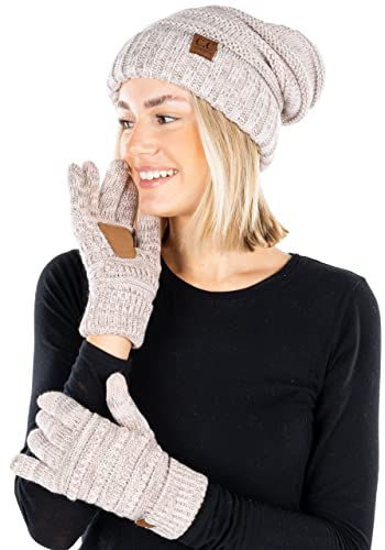 Multicolor Oversized Beanie & Gloves Matching Set by Funky Junque