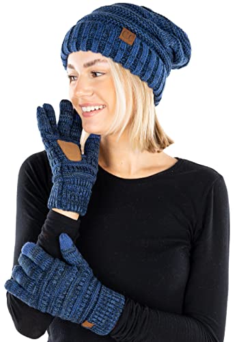 Multicolor Oversized Beanie & Gloves Matching Set by Funky Junque