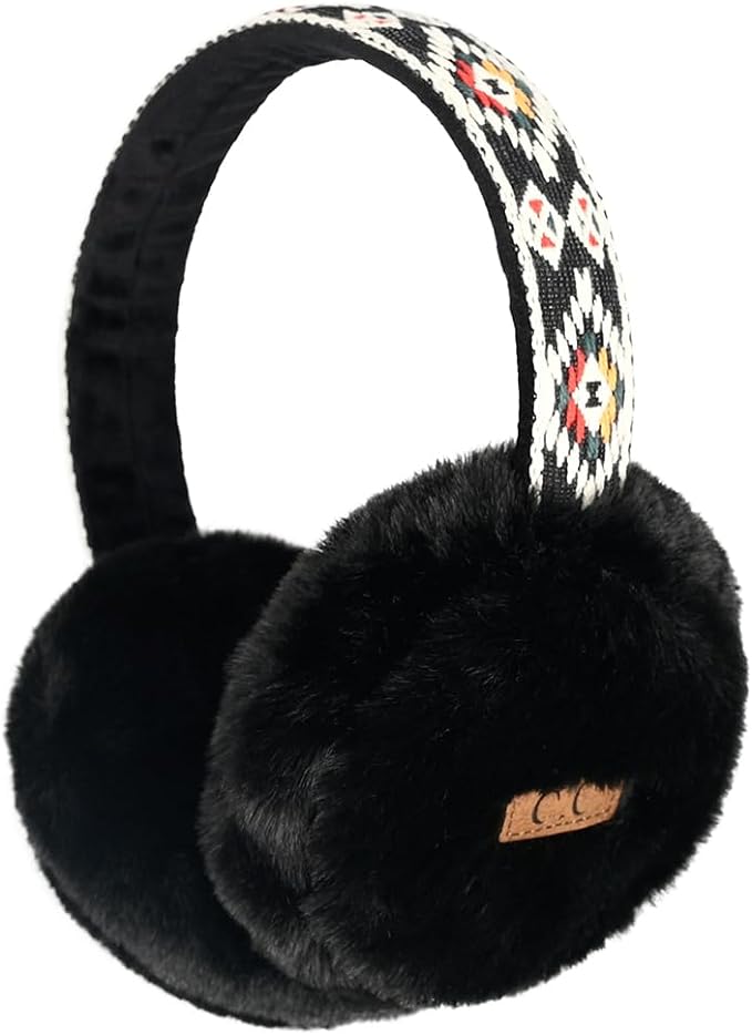 Aztec Adjustable Fuzzy Ear Muffs by Funky Junque