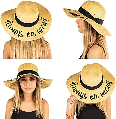 Always on Vacay Embroidered Sun Hat by Funky Junque