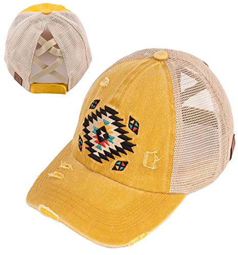 Aztec Criss Cross Ponytail Hat by Funky Junque