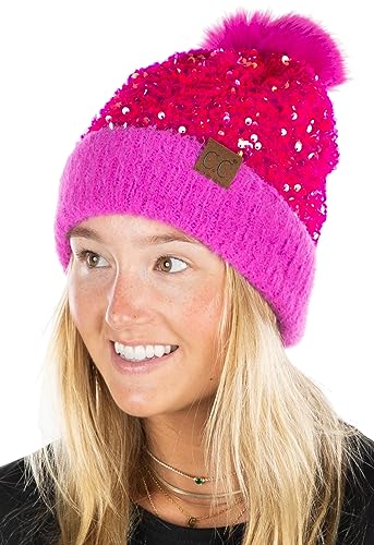 Chunky Sequin Pom Beanie by Funky Junque