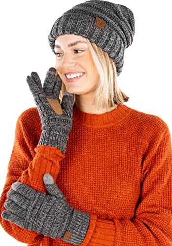 Multicolor Oversized Beanie & Gloves Matching Set by Funky Junque