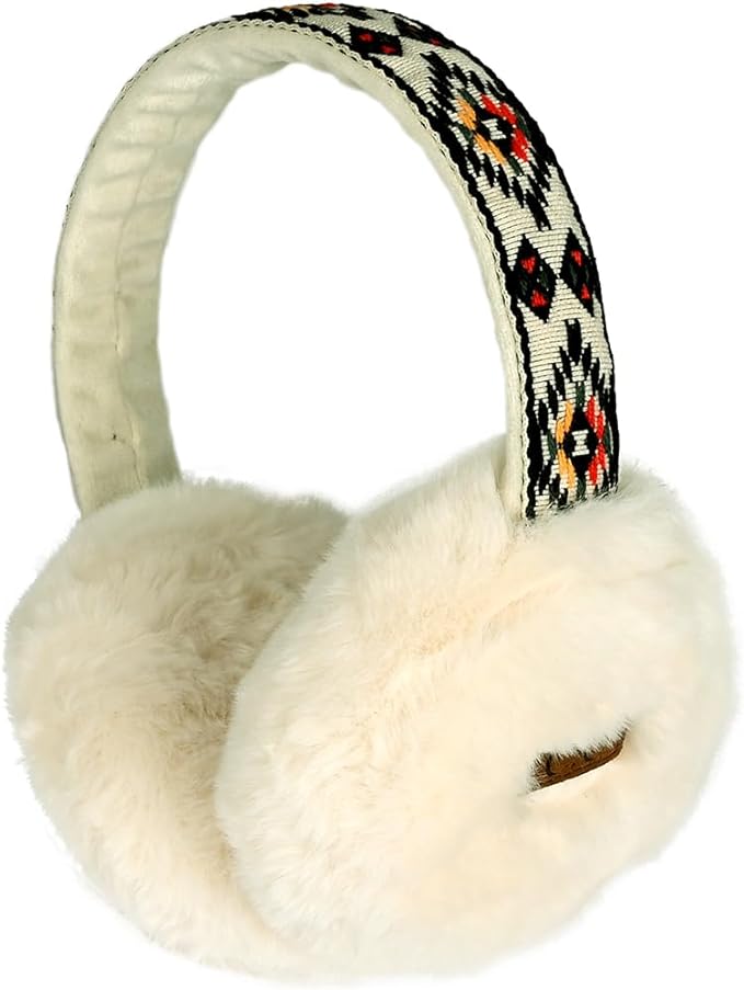 Aztec Adjustable Fuzzy Ear Muffs by Funky Junque