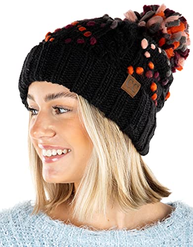 Chunky Knit Jumbo Yarn Pom Beanie by Funky Junque