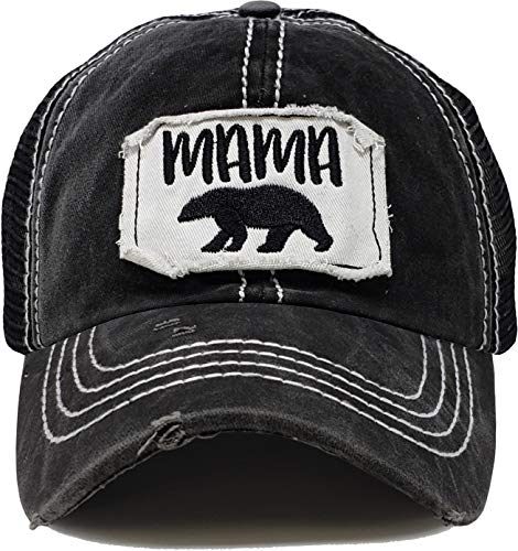 Mama Bear Distressed Vintage Patch Baseball Cap by Funky Junque