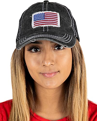 American Flag Distressed Vintage Patch Baseball Cap by Funky Junque