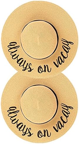 Always on Vacay Embroidered Sun Hat by Funky Junque