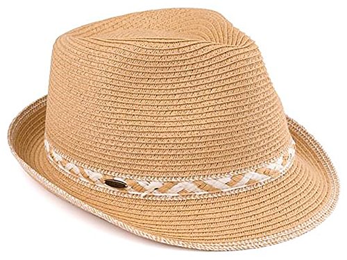 Duo Tone Woven Band Straw Summer Fedora by Funky Junque