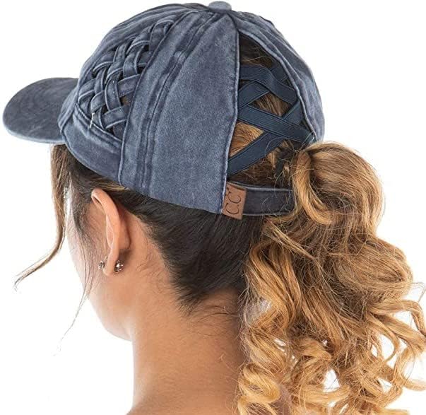 Basketweave Criss Cross Ponytail Hat by Funky Junque