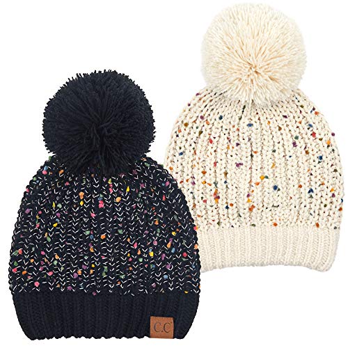 Chenille Confetti Knit Pom Beanie by Funky Junque