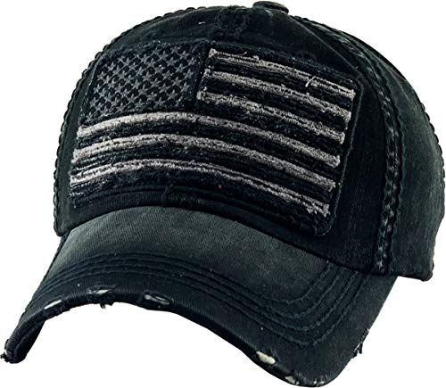 American Flag Distressed Baseball Cap by Funky Junque