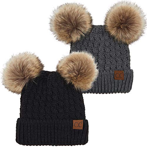 Double Pom Faux Fur Beanie by Funky Junque