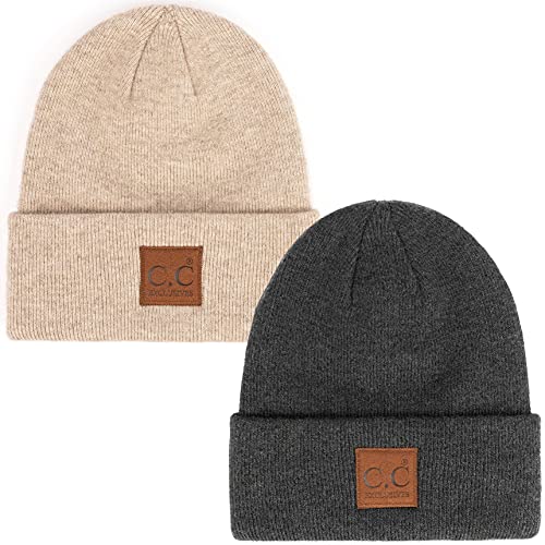 Classic Knit Beanie Leather Patch by Funky Junque