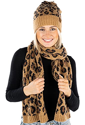 Leopard Print Beanie & Scarf Set by Funky Junque