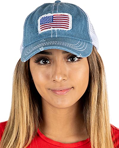 American Flag Distressed Vintage Patch Baseball Cap by Funky Junque