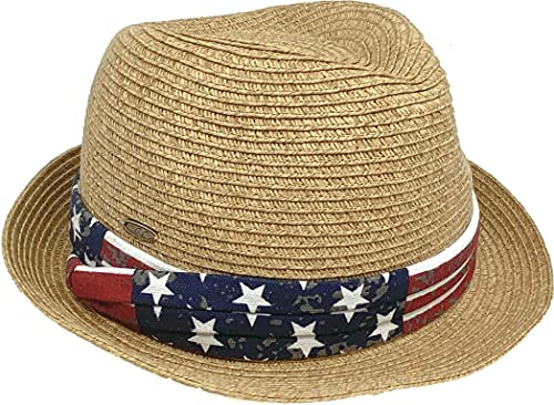 Decorative Band Straw Summer Fedora by Funky Junque