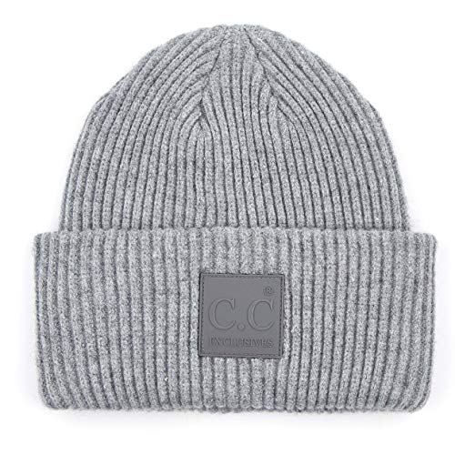 Solid Cuffed Rubber Patch Beanie by Funky Junque