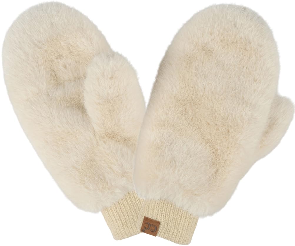 Faux Fur Convertible Mittens by Funky Junque