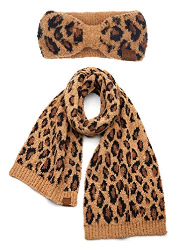 Leopard Print Headband and Scarf Set by Funky Junque