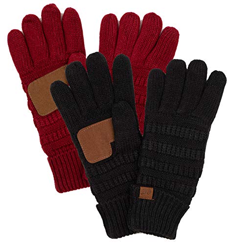 Solid Knit Fleece Lined Gloves by Funky Junque