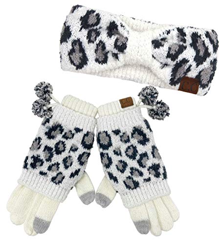 Leopard Print Headband and Gloves Set by Funky Junque