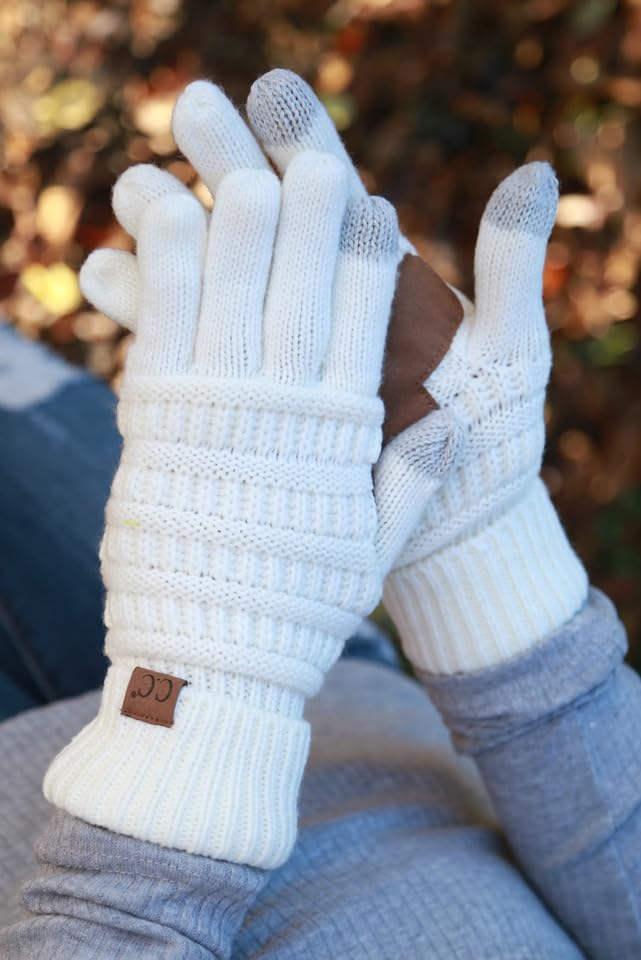 Solid Knit Fleece Lined Gloves by Funky Junque
