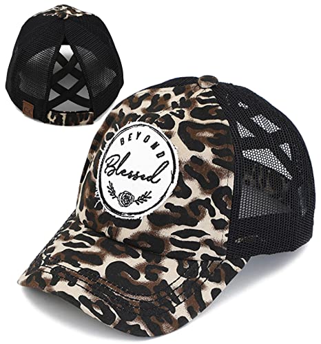 Beyond Blessed Criss Cross Saying Ponytail Hat by Funky Junque