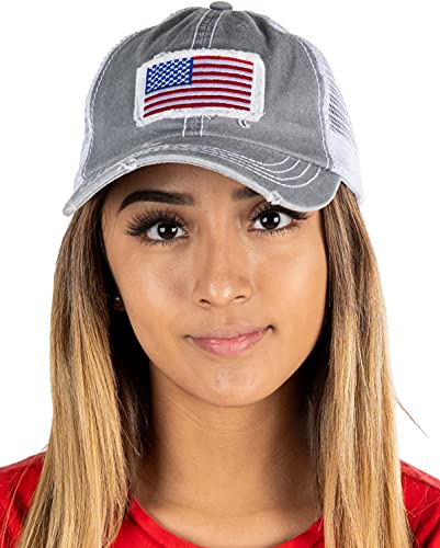 American Flag Distressed Vintage Patch Baseball Cap by Funky Junque