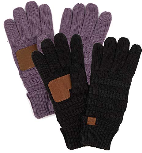 Solid Knit Fleece Lined Gloves by Funky Junque