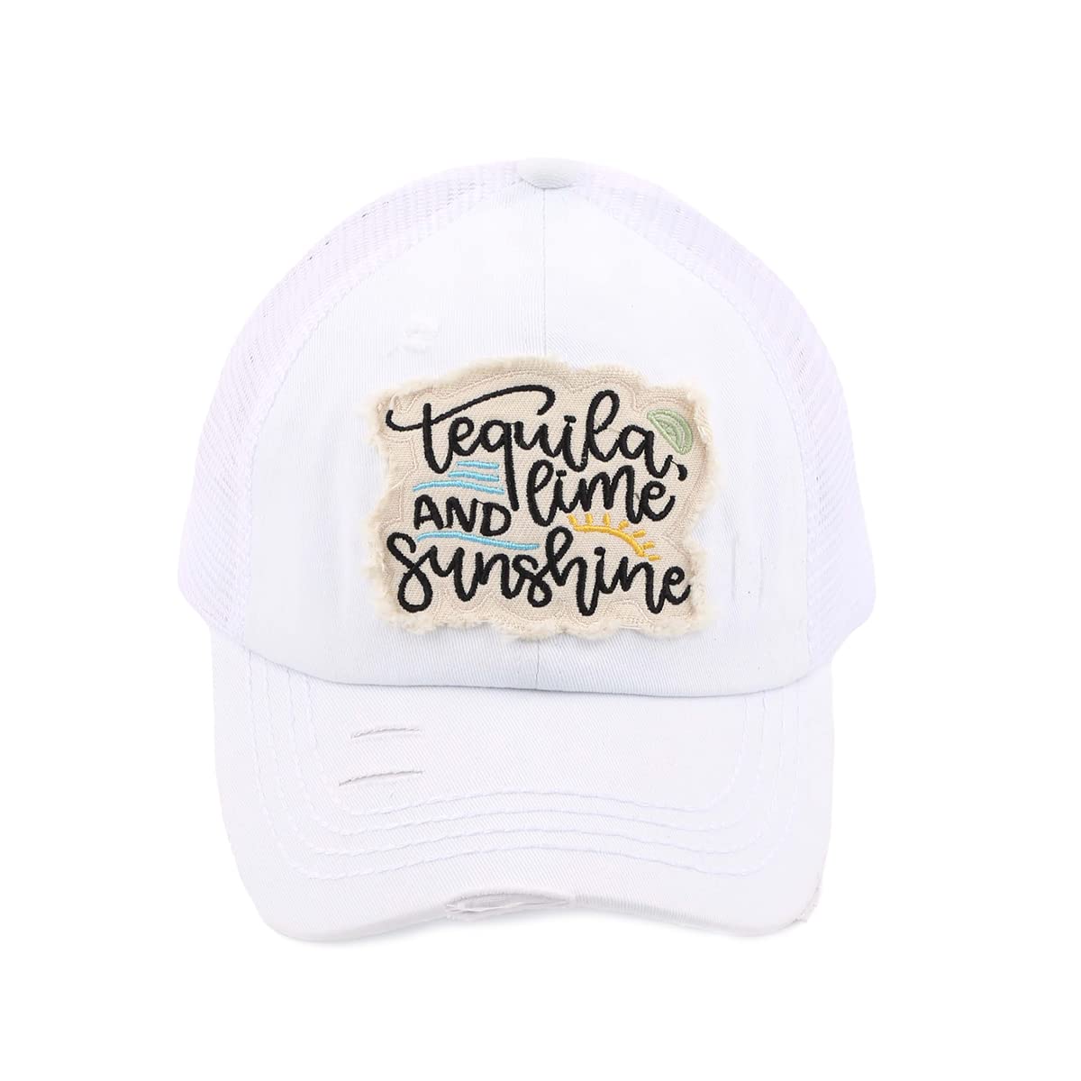 Tequila, Lime & Sunshine Criss Cross Ponytail Hat by Funky Junque