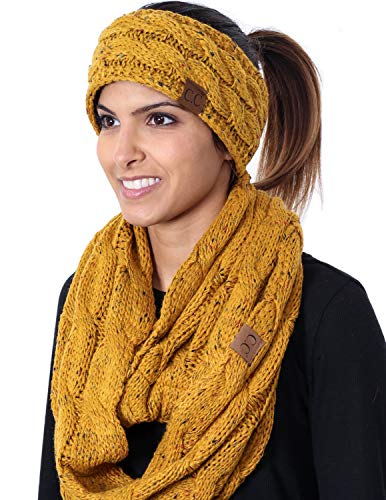Confetti Knit Lined Headwrap and Infinity Scarf Set by Funky Junque