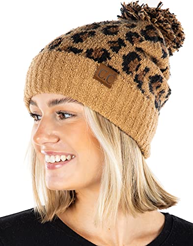 Leopard Print Pom Beanie by Funky Junque
