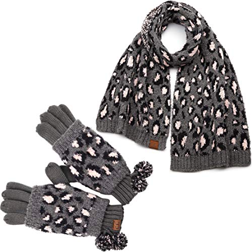 Leopard Print Gloves & Scarf Set by Funky Junque
