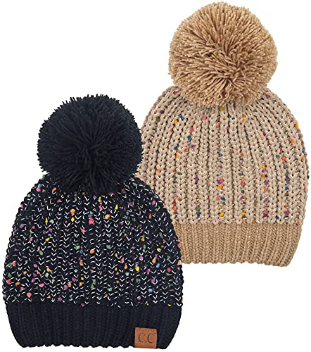 Chenille Confetti Knit Pom Beanie by Funky Junque